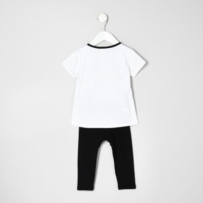 Mini girls white T-shirt and Leggings set